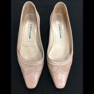 Manolo Blahnik Leather Square toe flats